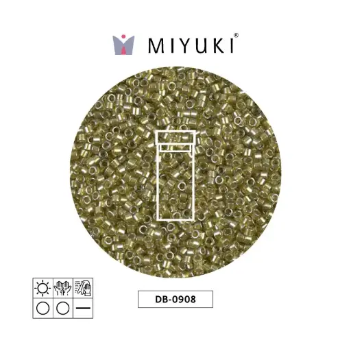 [28670] Miyuki delica 11/0 DB0908 sparkling beige forrado verde chartreuse x 3g