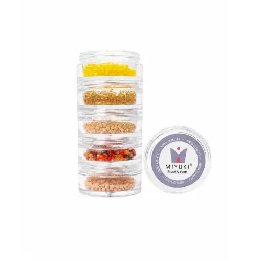 [31372] Kit 10 - Miyuki Delica 5 Colores (2g c/u) + Organizador Apilable