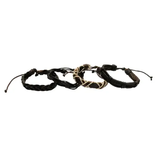 [19024] Combo brazalete cuero hombre (E9,F10,G11,D6) x 4 diseños