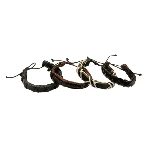 Combo brazaletes cuero hombre (A2,C5,D7,E9) x 4 unidades