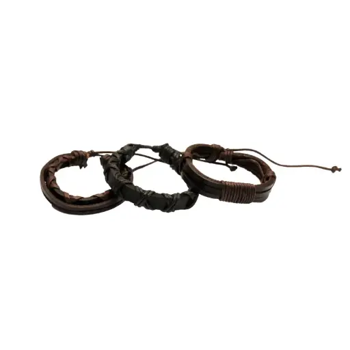 Combo brazalete cuero hombre (E9,G11,H12) x 3 diseños