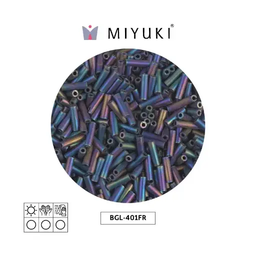 Miyuki bugle 6mm BGL0401FR matte black AB x 250G