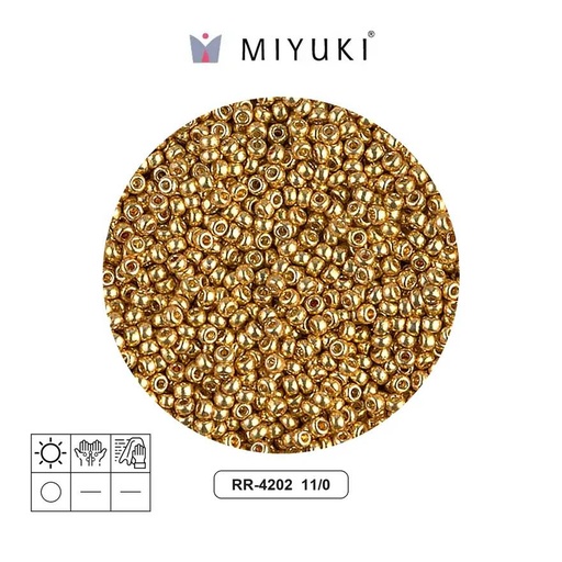 [07141] Mostacilla Miyuki rocalla 11/0 RR4202 galvanizado dorado Duracoat x 500g