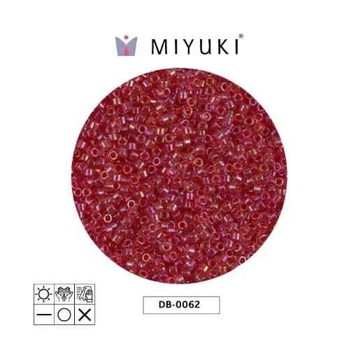 [27033] Miyuki delica 11/0 DB0062 claro rojo forrado lusterr x 50g