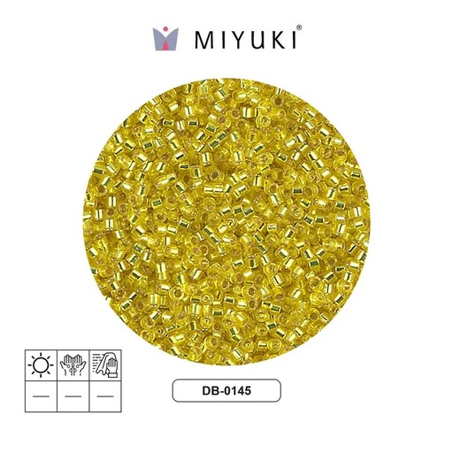 [27286] Miyuki delica 11/0 DB0145 plateado forrado amarillo x 50g