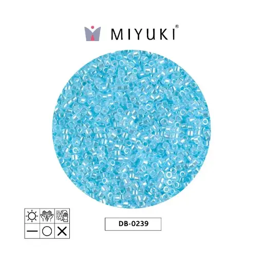 [28661] Miyuki delica 11/0 DB0239 claro azul aguamarina ceylon perlado x 50g