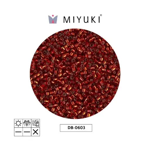[27376] Miyuki delica 11/0 DB0603 plateado forrado brick rojo x 50g