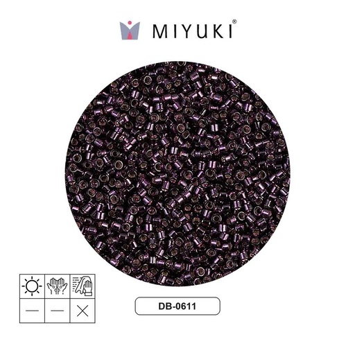 [15708] Miyuki delica 11/0 DB0611 plateado forrado rojo x 50g
