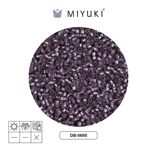 [28419] Miyuki delica 11/0 DB0695 mate plateado forrado mulberry x 50g