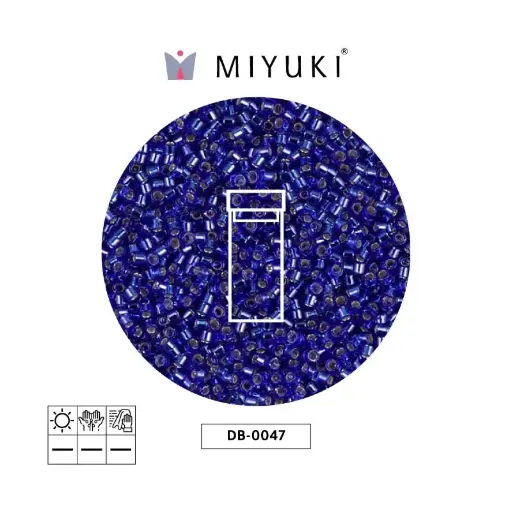 [13350] Miyuki delica 11/0 DB0047 plateado forrado azul x 3g