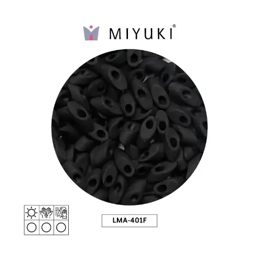 [32050] Miyuki long magatama 4x7mm LMA0401F opaque matte black x 250g
