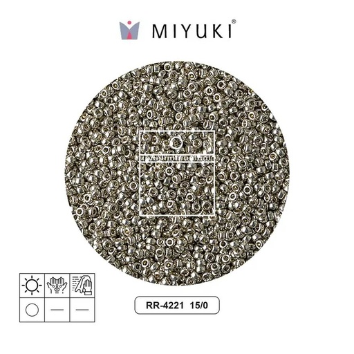 [22658] Mostacilla Miyuki rocalla 15/0 RR4221 galvanized light pewter x 25g