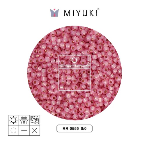 [23642] Mostacilla Miyuki rocalla 8/0 RR0555 plateado forrado orchid x 10g