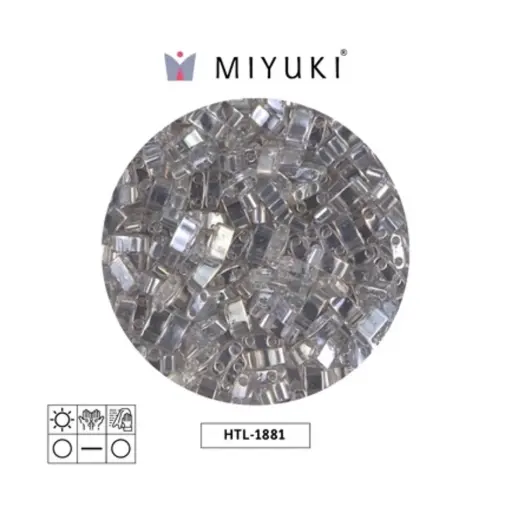 [20622] Miyuki half tila 5x2.3x1.9mm HTL1881 transparente plateado dorado brillo x 250G