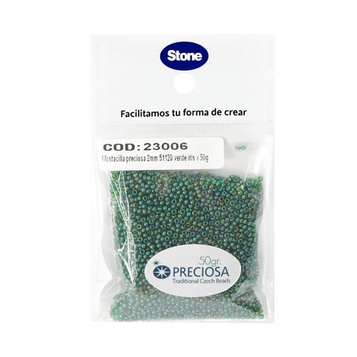 [23006] Mostacilla checa preciosa 10/0 2mm 51120 P verde iris x 50g