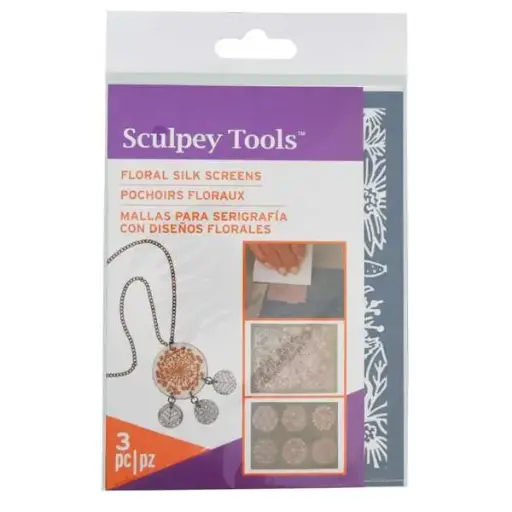 [10267] Mallas para serigrafía Sculpey, con diseños florales