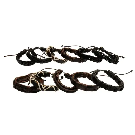 Combo pulseras de cuero para hombre x 11 unidades ajustables