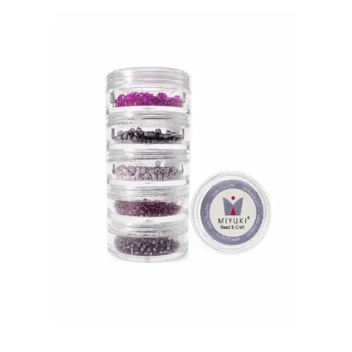 Kit 4- Miyuki Delica 5 Colores (2g c/u) + Organizador Apilable