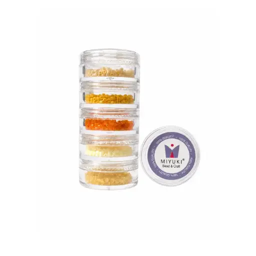 [15622] Kit 16 - Miyuki Delica 5 Colores (2g c/u) + Organizador Apilable