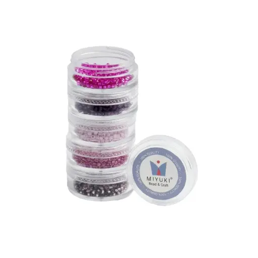 Kit Miyuki Delica 5 Colores (2g c/u) + Organizador Apilable