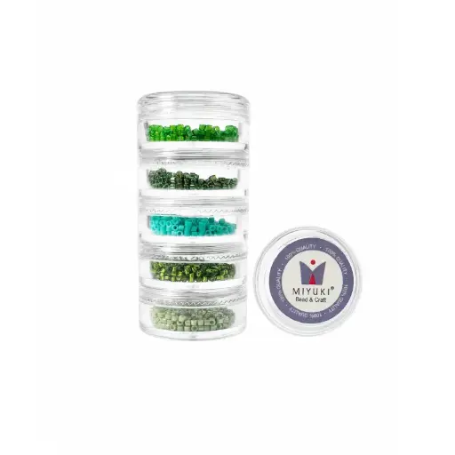 Kit 20 - Miyuki Delica 5 Colores (2g c/u) + Organizador Apilable