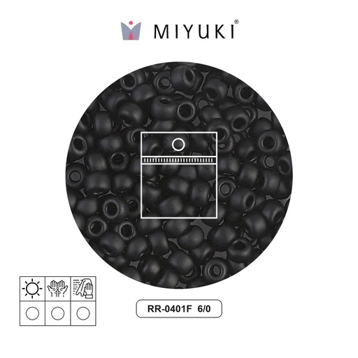 [10350] Mostacilla Miyuki rocalla 6/0 RR0401F matte black x 10g
