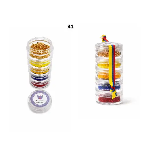 [30177] Kit 41 - Miyuki Delica 5 Colores (2g c/u) + Organizador Apilable