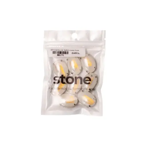 Acrilico oval 18x25mm crema x 8unds