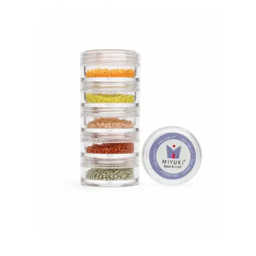 Kit 15 - Miyuki Delica 5 Colores (2g c/u) + Organizador Apilable