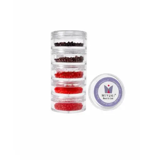 Kit 28 - Miyuki Delica 5 Colores (2g c/u) + Organizador Apilable