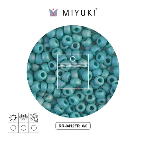 [05374] Mostacilla Miyuki rocalla 6/0 RR0412F mate opaco azul turquesa verde x 10g