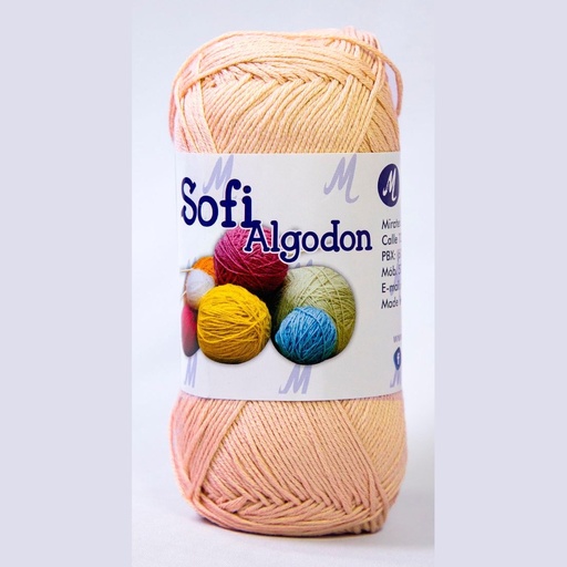 Ovillo lana amigurumi sofi 100% algodon 6633 durazno x 100g