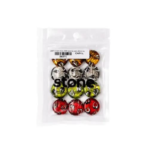 [28371] Vidrio hindu 3280 redondo plano 20mm mix x 12 und