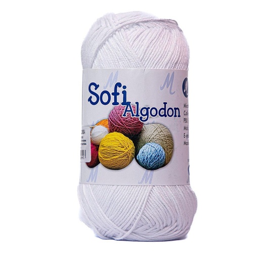 Ovillo lana amigurumi sofi 100% algodon 6001 blanco x 100g
