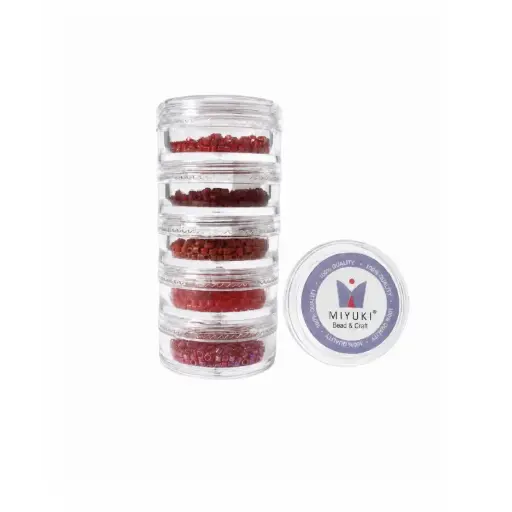[26867] Kit 26 - Miyuki Delica 5 Colores (2g c/u) + Organizador Apilable