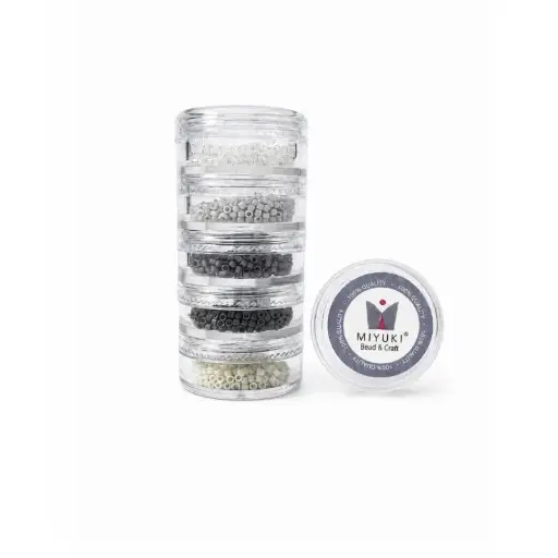 [28318] Kit 34 - Miyuki Delica 5 Colores (2g c/u) + Organizador Apilable