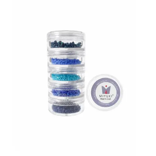 Kit 30 - Miyuki Delica 5 Colores (2g c/u) + Organizador Apilable