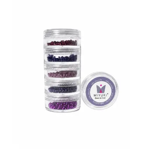 [32230] Kit 8 - Miyuki Delica 5 Colores (2g c/u) + Organizador Apilable