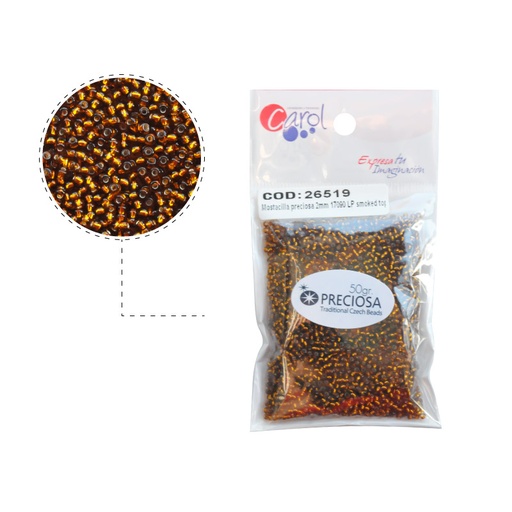 [26519] Mostacilla checa preciosa 10/0 2mm 17090 LP smoked topaz x 50g