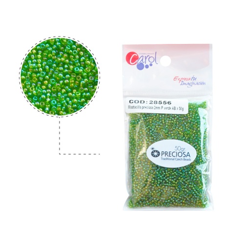 [28556] Mostacilla checa preciosa 10/0 2mm 51430 P verde AB x 50g