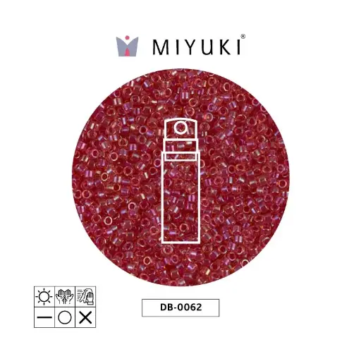 [12812] Miyuki delica 11/0 DB0062 claro rojo forrado lusterr x 10g