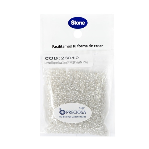 [23012] Mostacilla checa preciosa 10/0 2mm 78102 plateada x 50g