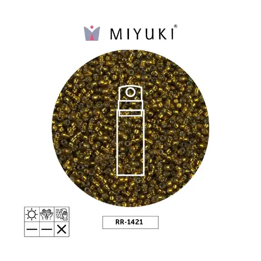[32114] Mostacilla Miyuki rocalla 15/0 RR1421 plateado forrado golden verde x 10g