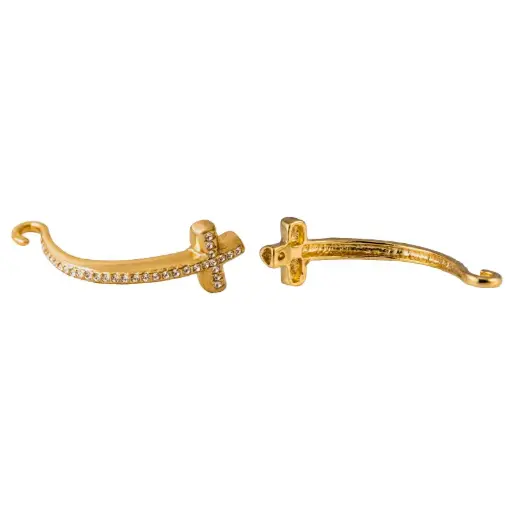[05828] Cruz pulsera CR092 20x67mm/GP crystal x un