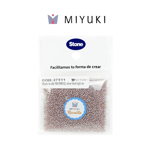 [27511] Mostacilla Miyuki rocalla 15/0 RR012L plateado forrado claro morado x 25g