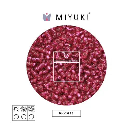 [28903] Mostacilla Miyuki rocalla 11/0 RR1433 plateado forrado rojo x 25g