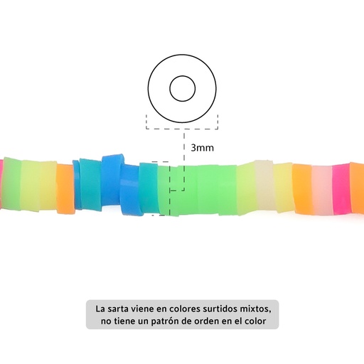 Sarta fimo disco 3mm 3-1 color mix x 39cm