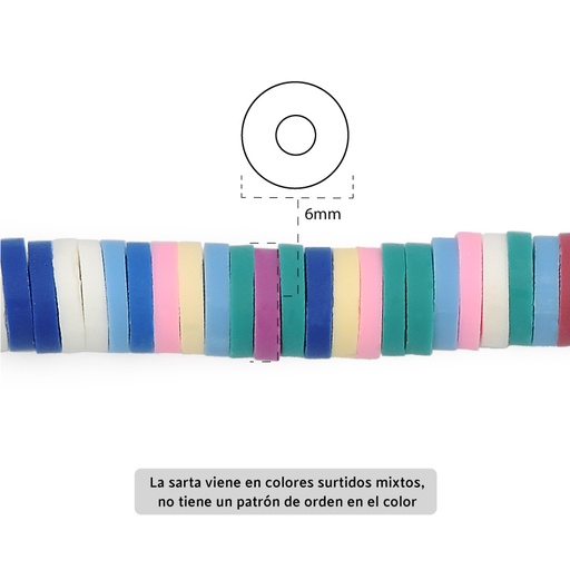 [06270] Sarta fimo disco 6mm 3 color mix x 39cm
