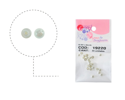 Media perla sintetica base plana 1H 4mm white CX-901 x 24unds