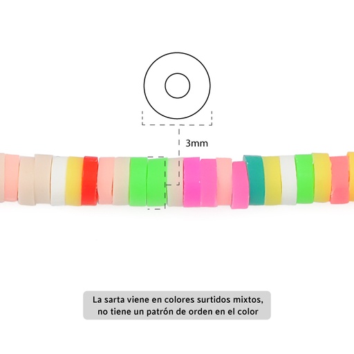 Sarta fimo disco 3mm 3-18 color mix x 39cm